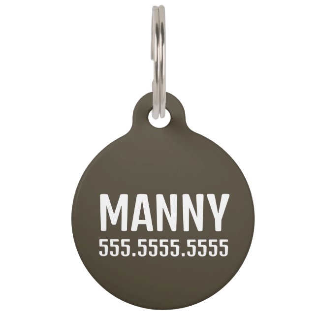 Simple & Modern Personalized Pet Details & QR Code ID Tag (Front)