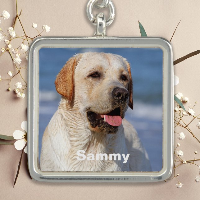 Simple Modern Personalized Pet Dog Family Photo Charm (Creator Uploaded)