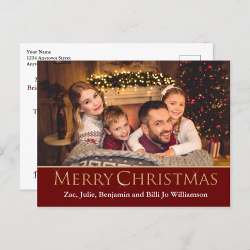 Simple Modern Personalized Photo Christmas Postcard