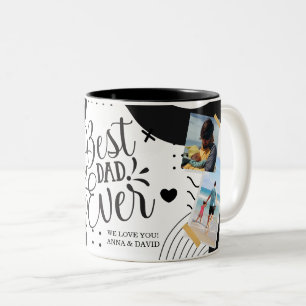 Simple Modern Personalized Photo Collage BEST DAD Two-Tone Coffee Mug