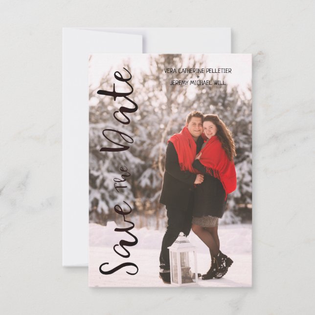 Simple Modern Personalized Photo Engagement Couple (Front)