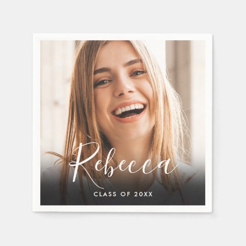 Simple Modern Personalized Photo Graduate Napkins