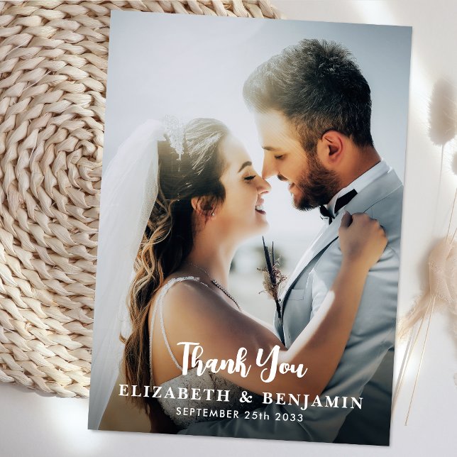 Simple Modern Personalized Photo Wedding Thank You Card (Creator Uploaded)