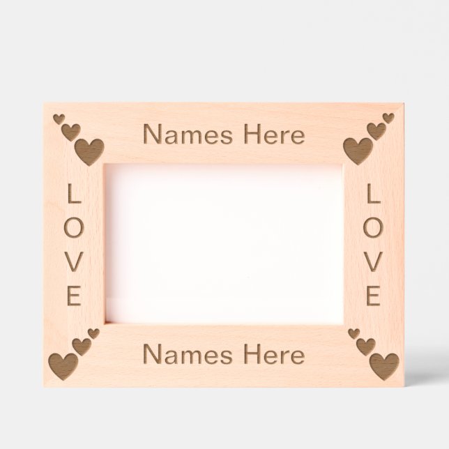Simple Modern Personalized Three Hearts Engraved Frames (Front)