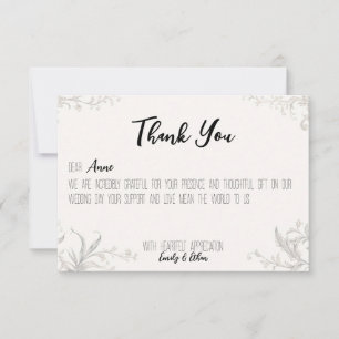 Simple & Modern Personalized Wedding Thank You Car Card