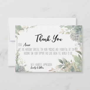 Simple & Modern Personalized Wedding Thank You Car Card