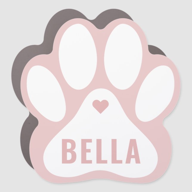 Simple Modern Personalized White Pet Paw Print Car Magnet (Front)