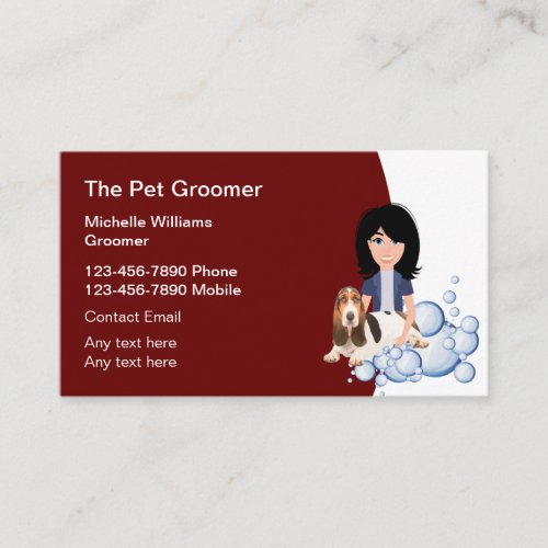 Simple Modern Pet Grooming Groomer Business Cards