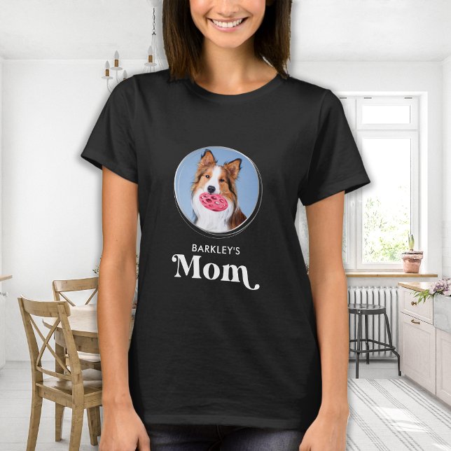 Simple Modern Pet Mom Custom Dog Photo T-Shirt (Creator Uploaded)