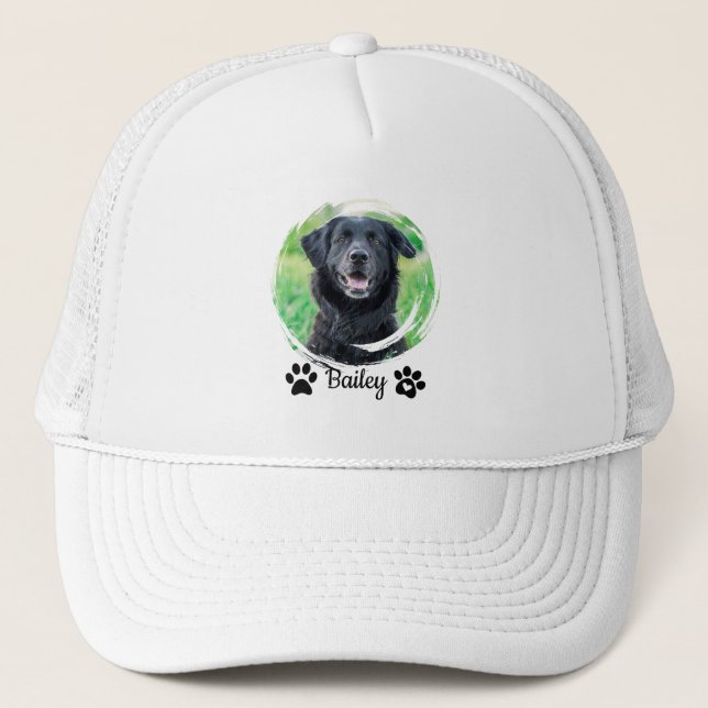 Simple Modern Pet Photo Name  Trucker Hat (Front)