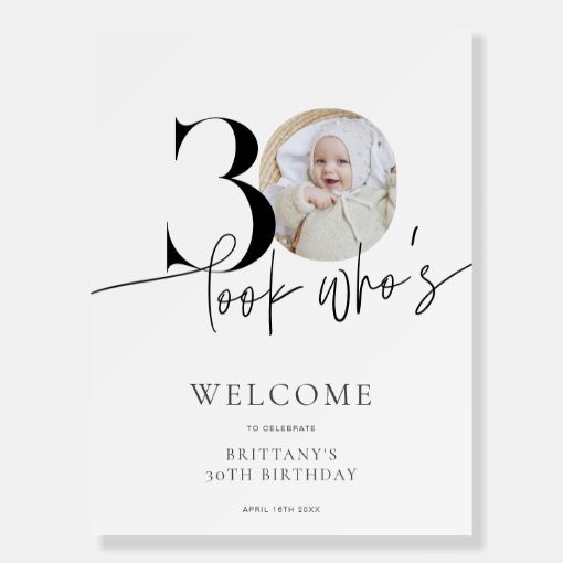 Simple Modern Photo 30th Birthday Welcome Sign Zazzle simple-modern-photo-30th-birthday-welcome-sign-zazzle