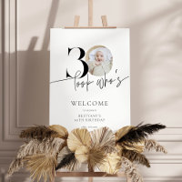 Simple Modern Photo 30th Birthday Welcome Sign