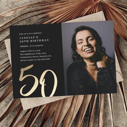 Simple Modern Photo 50th Birthday Invitation