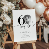 Simple Modern Photo 60th Birthday Welcome Sign
