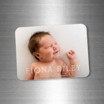 Simple Modern Photo Birth Announcement Magnet