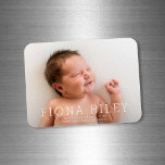 Simple Modern Photo Birth Announcement Magnet at Zazzle