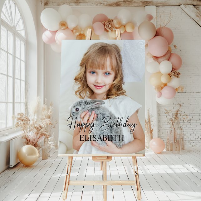 Simple Modern Photo Birthday Foam Board (Celebrate lasting memories with our delightful collage birthday sign, capturing special moments.)