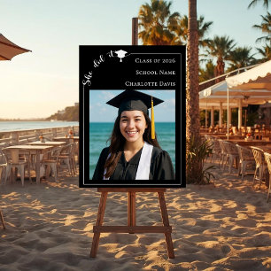 Simple modern photo black Graduation Party welcome Foam Board