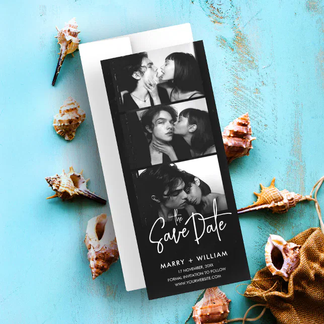 Simple Modern photo booth save the date invitation | Zazzle