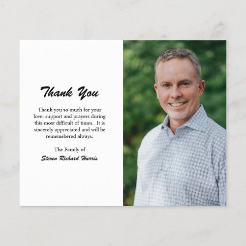 Simple Modern Photo Budget Funeral Thank You Card