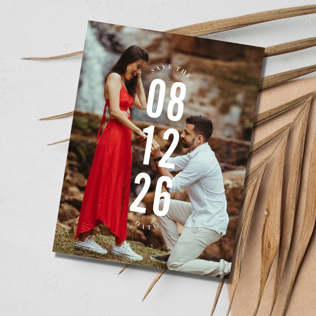 Simple Modern Photo Budget Wedding Save the Date Announcement Postcard (Simple Modern Photo Budget Wedding Save the Date Postcard)