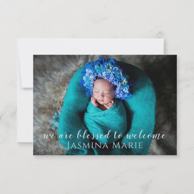 Simple Modern Photo Collage Baby Girl Announcement (Front)