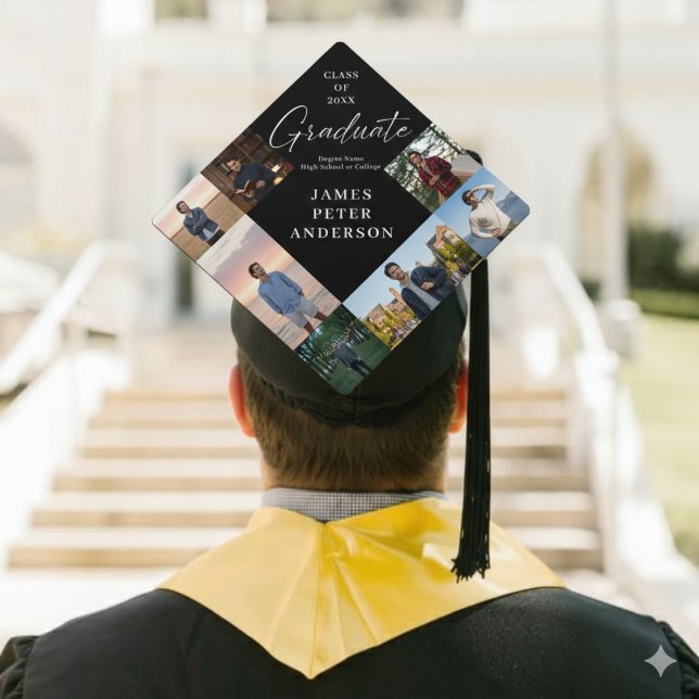 Simple Modern Photo Collage Graduation Cap Topper (Creator Uploaded)