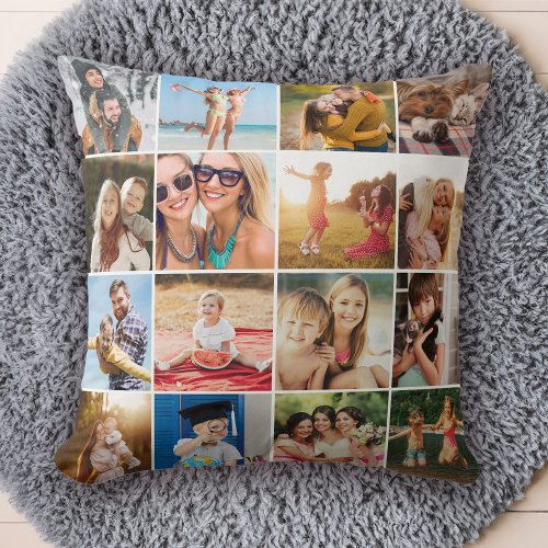 Simple Modern Photo Collage Instagram Chic Custom Throw Pillow