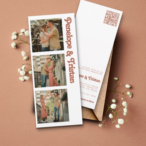 Simple Modern Photo Collage Terracotta Wedding