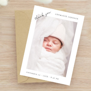 Simple Modern Photo Custom Baby Shower  Thank You Card