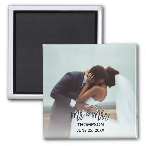 Simple Modern Photo Custom Wedding Newlywed Magnet