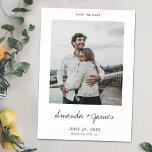 Simple Modern Photo Custom Wedding Save the Date Magnetic Invitation<br><div class="desc">This simple modern custom photo wedding save the date magnet card template features your names in a lively handwriting script beneath your photo. You might choose to change the font, punctuation or color used for various text elements of this design. For example, you might choose to give a certain color...</div>