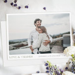 Simple Modern Photo Custom Wedding Thank You Card<br><div class="desc">This simple, stylish modern photo wedding thank you card template features your names and date beneath your photo along with 'LOVE & THANKS' highlighted in an elegant medium dark shade of green. The default color of your names and date on the front is a slightly softened black. You might choose...</div>
