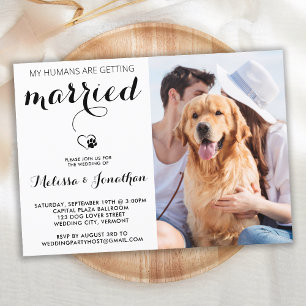 Simple Modern Photo Dog Lover Pet Wedding Invitation