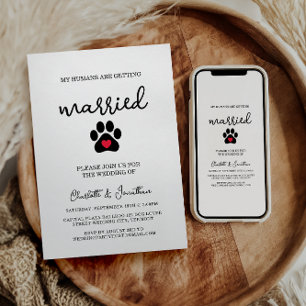 Simple Modern Photo Dog Lover Pet Wedding Invitation