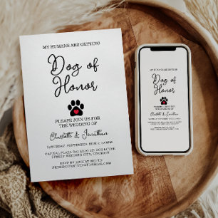 Simple Modern Photo Dog Lover Pet Wedding Invitation