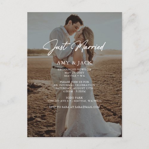 Simple Modern Photo Eloped Wedding Announcement  P Postcard