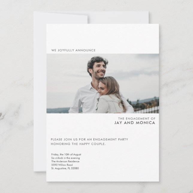 Simple Modern Photo Engagement Party Invitation (Front)