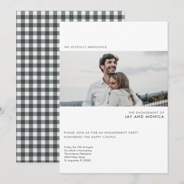 Simple Modern Photo Engagement Party Invitation (Front/Back)