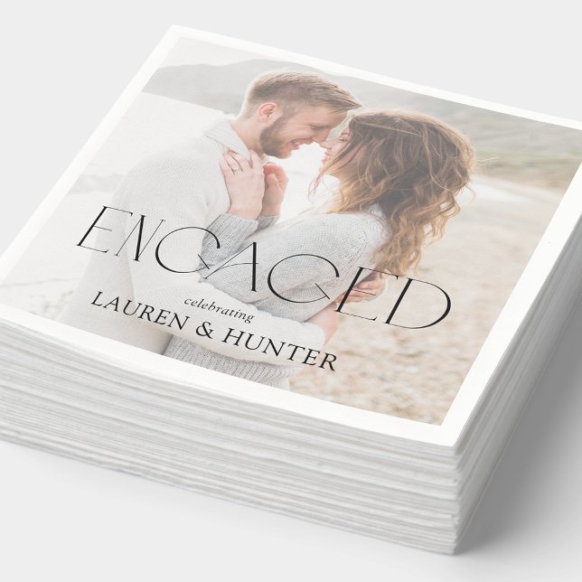 Simple Modern Photo Engagement Party  Napkins (Creator Uploaded)