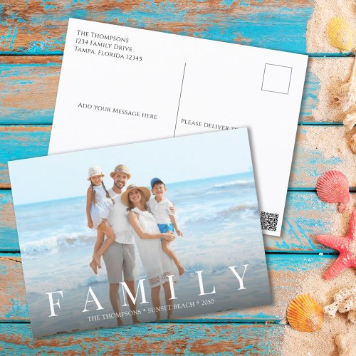 Simple Modern Photo Family Minimalist Custom Holiday Postcard