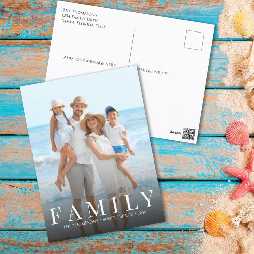 Simple Modern Photo Family Minimalist Custom Postcard