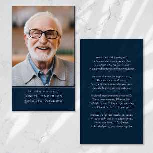 Simple Modern Photo Funeral Prayer Card