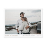 Simple Modern Photo Gold Thank You Wedding Postcard Simple Modern Photo Gold Thank You Wedding Postcard