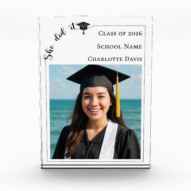 Simple modern photo Graduate Acrylic Award (Front)