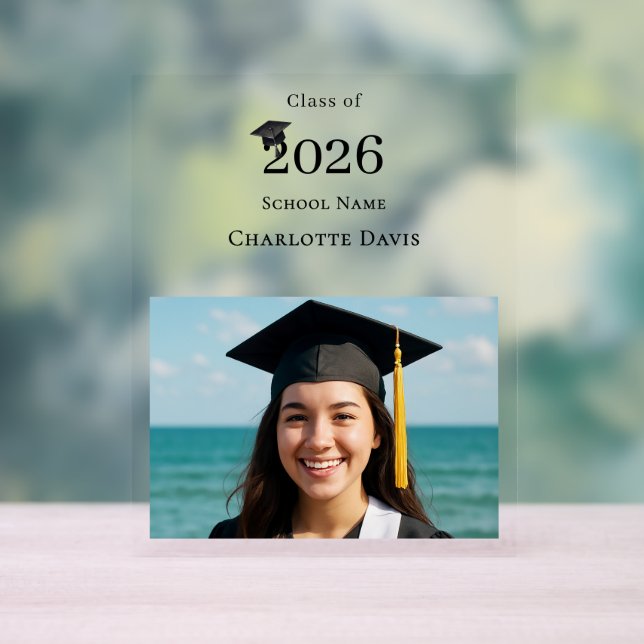 Simple modern photo Graduate Acrylic Sign (Neutral)