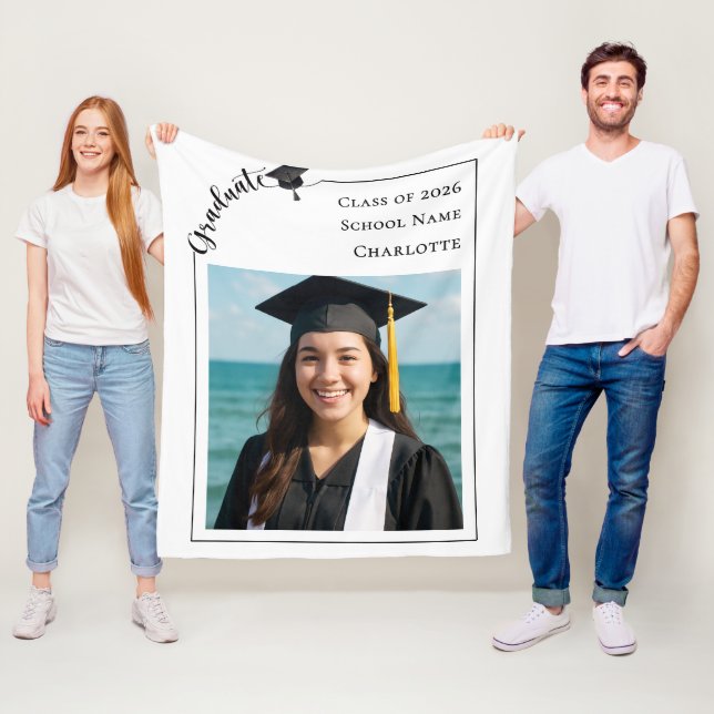 Simple modern photo Graduate Fleece Blanket (In Situ)