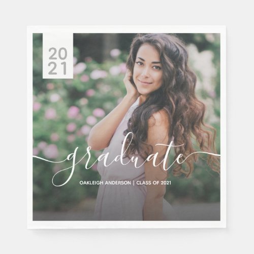 Simple Modern Photo Graduation Announcement Napkins