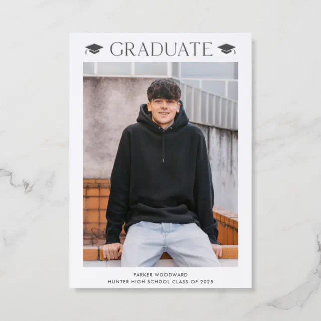 Simple Modern Photo Graduation Cap Invitation | Zazzle
