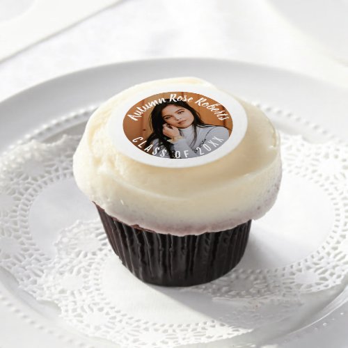 Simple Modern Photo Graduation Edible Frosting Rounds